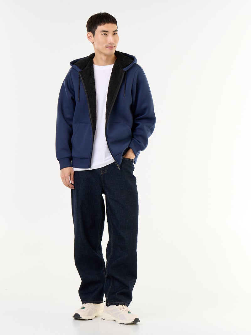 Felpa con zip e cappuccio in neoprene Blu - Kiabi