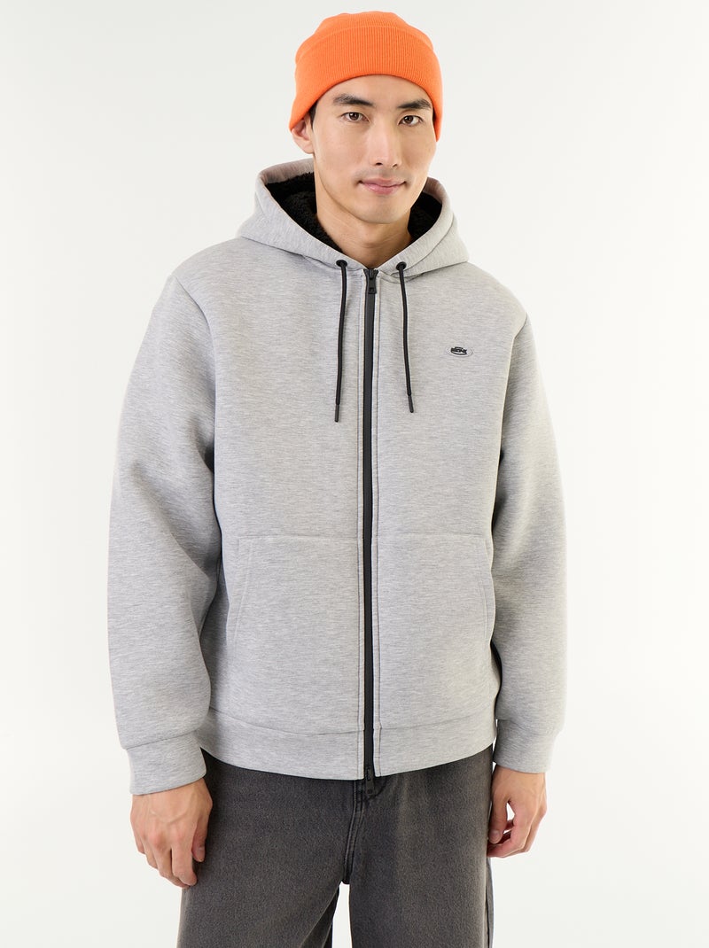 Felpa con zip e cappuccio in neoprene Grigio - Kiabi
