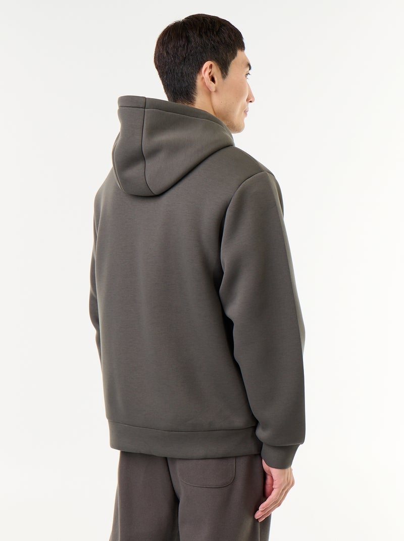 Felpa con zip e cappuccio in neoprene Kaki - Kiabi