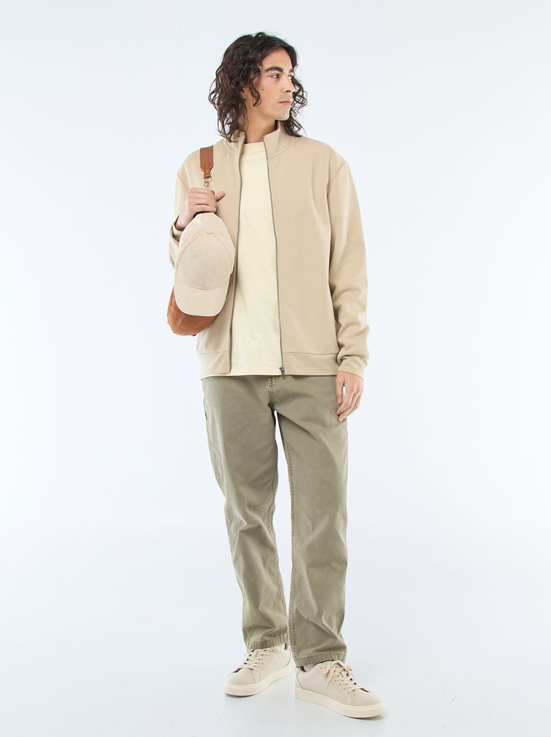 Felpa con zip e collo alto Beige - Kiabi