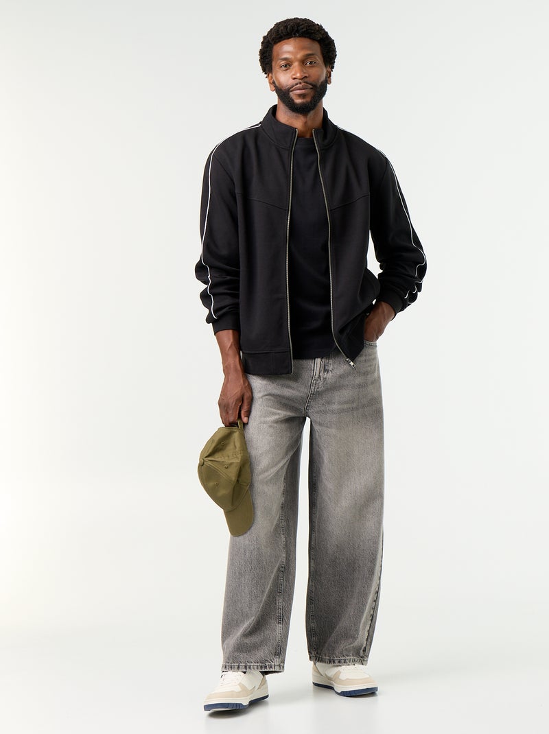 Felpa con zip in felpa Nero - Kiabi