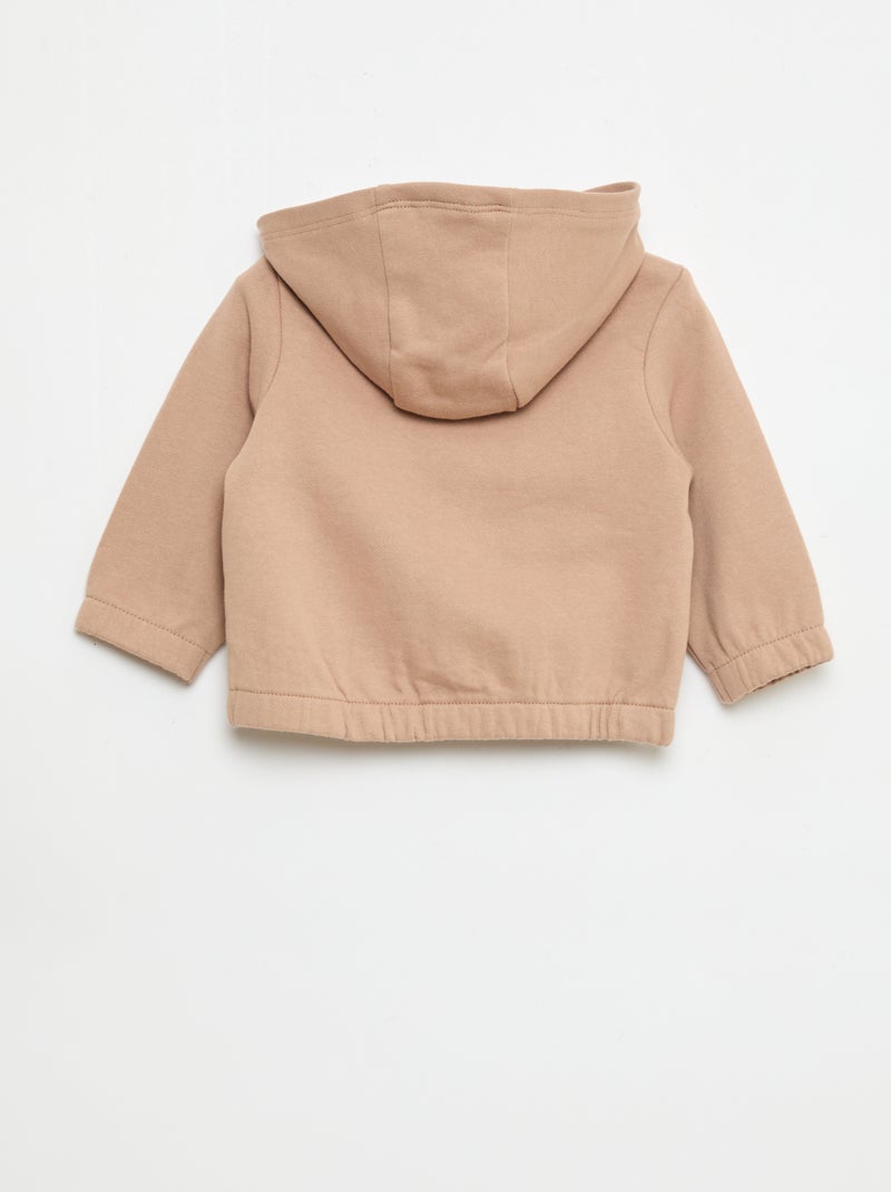 Felpa con zip in french terry Beige - Kiabi