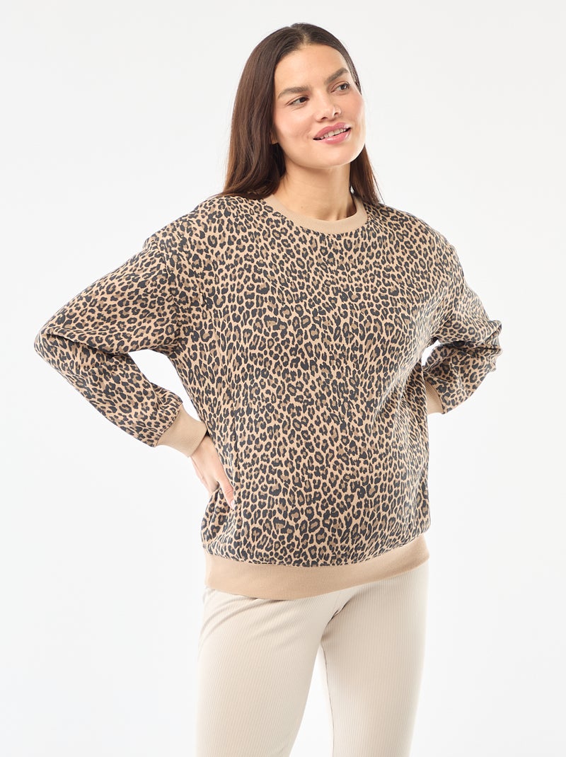 Felpa da allattamento in tessuto felpato Beige - Kiabi