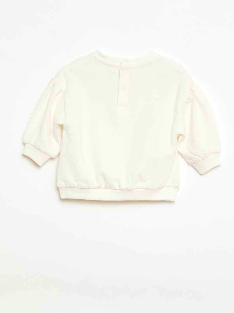 Felpa in cotone con decorazione sul davanti Bianco - Kiabi