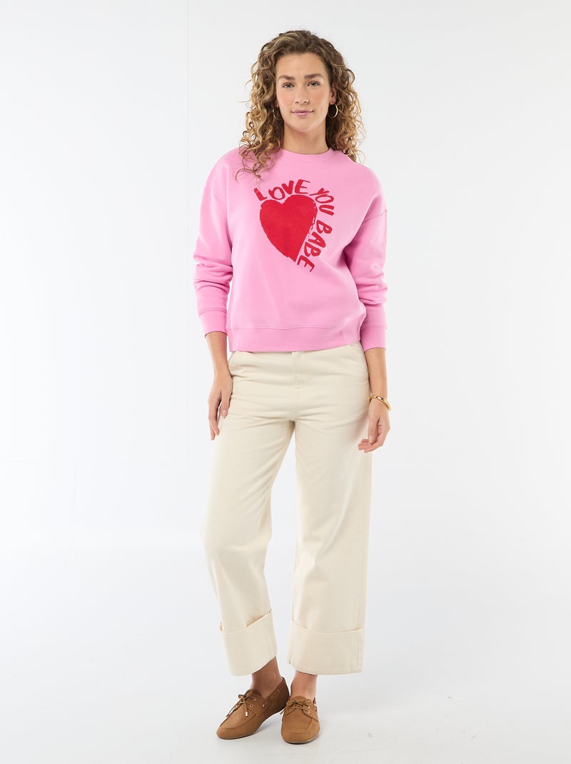 Felpa in felpa garzata con scritta Rosa - Kiabi