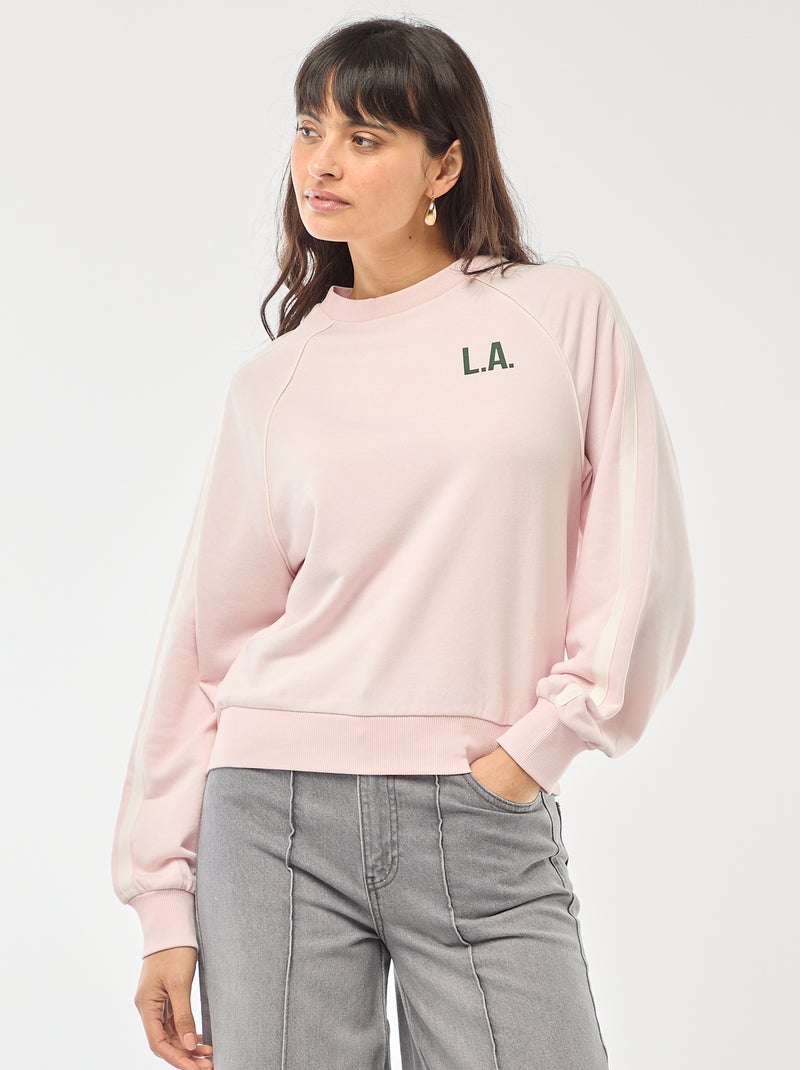 Felpa in french terry con bande a contrasto Rosa - Kiabi