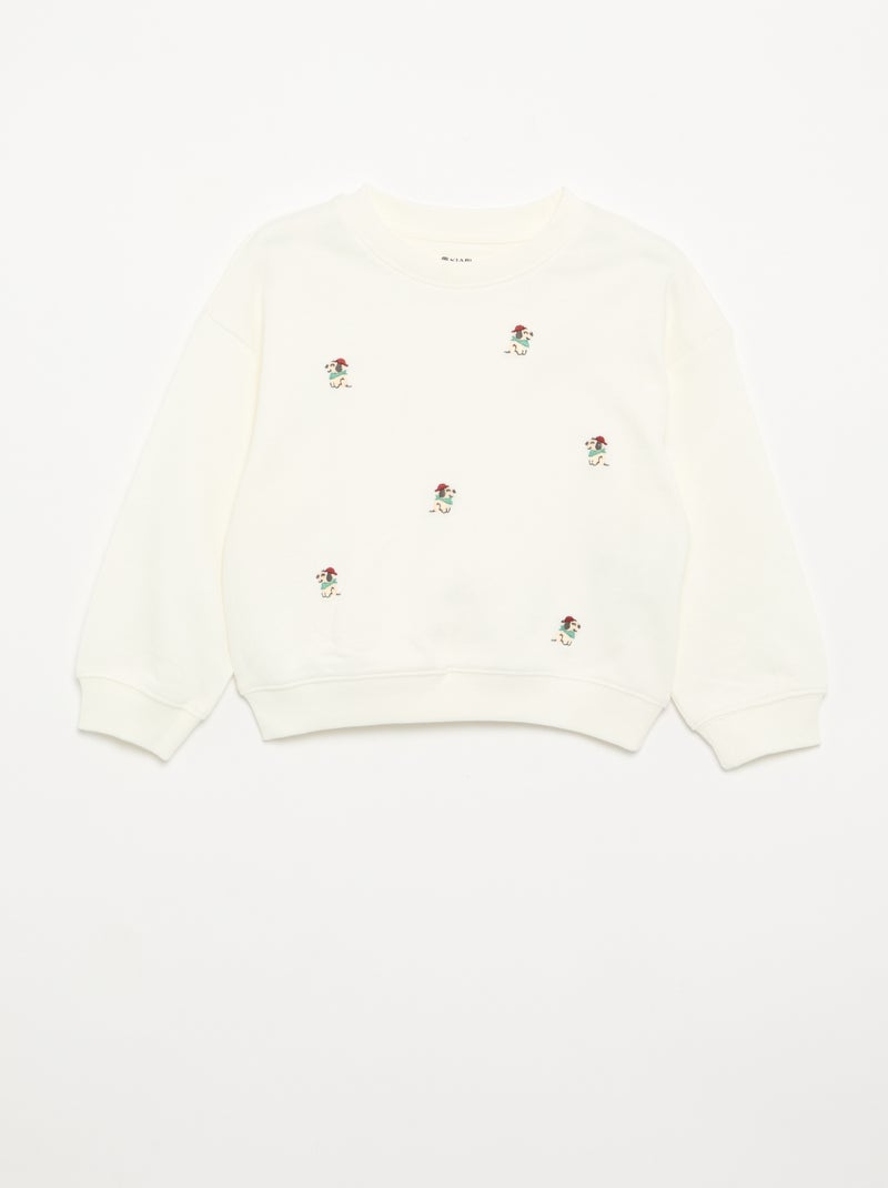 Felpa in French Terry con ricami Bianco - Kiabi