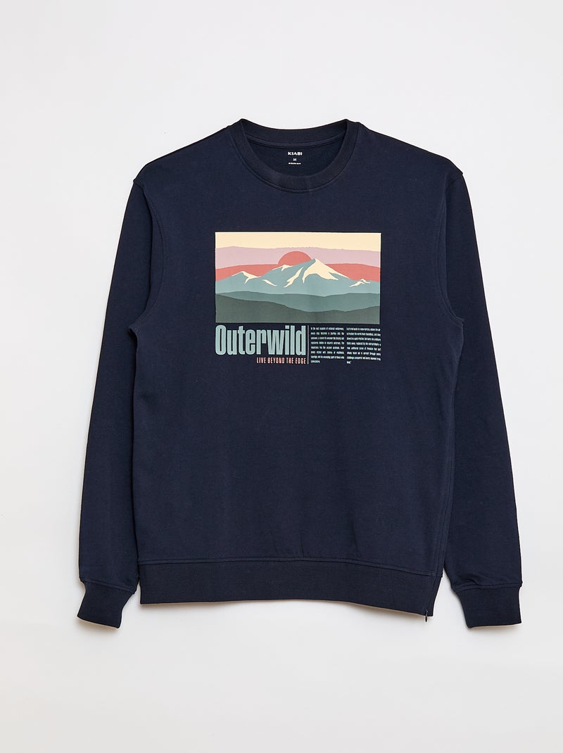 Felpa in mollettone con stampa - Facile da indossare Blu - Kiabi