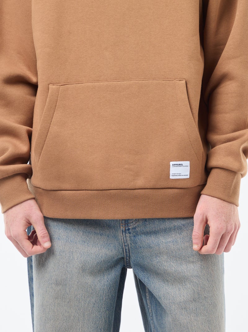 Felpa in tessuto felpato con cappuccio Beige - Kiabi
