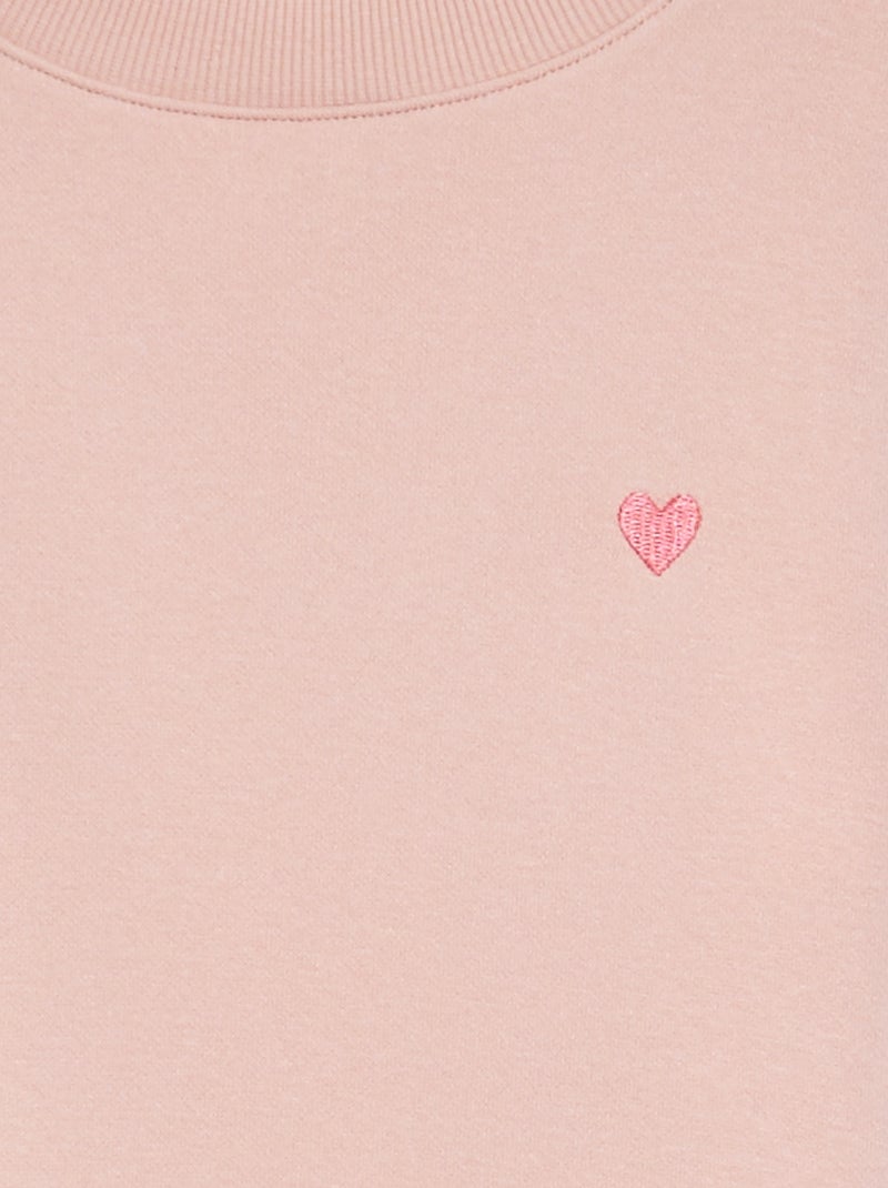 Felpa in tessuto felpato con ricamo e arricciature sulle spalle ROSA - Kiabi