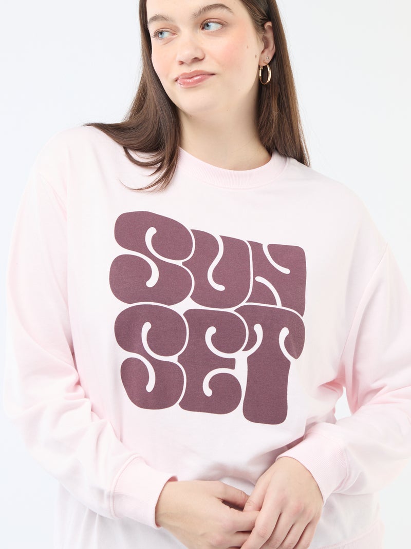 Felpa leggera in French Terry con scritta Rosa - Kiabi