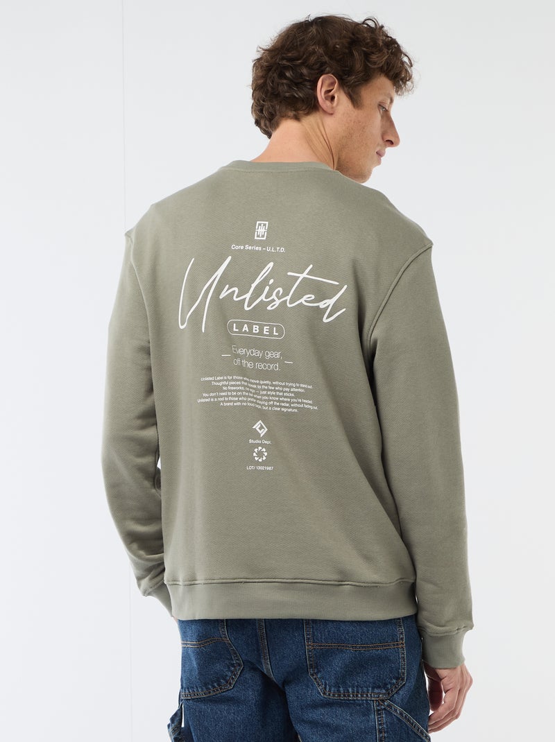 Felpa leggera in mollettone stampata fronte/retro Kaki - Kiabi