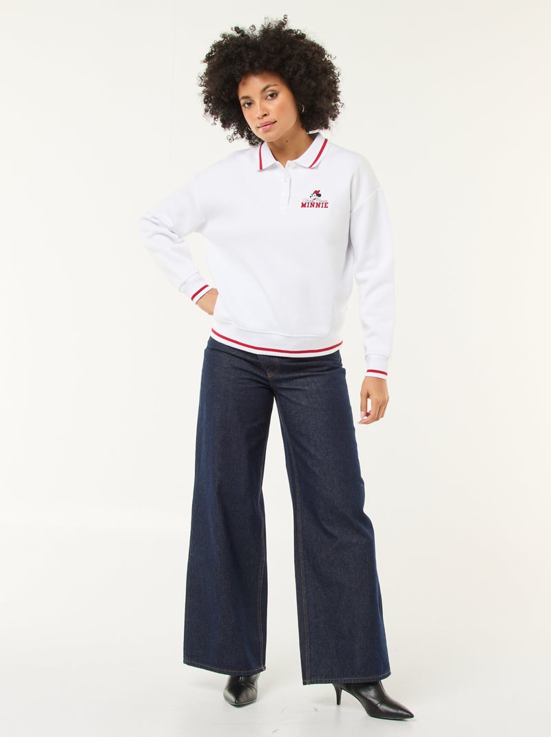 Felpa "Minnie" "Disney" con collo polo abbottonato Bianco - Kiabi