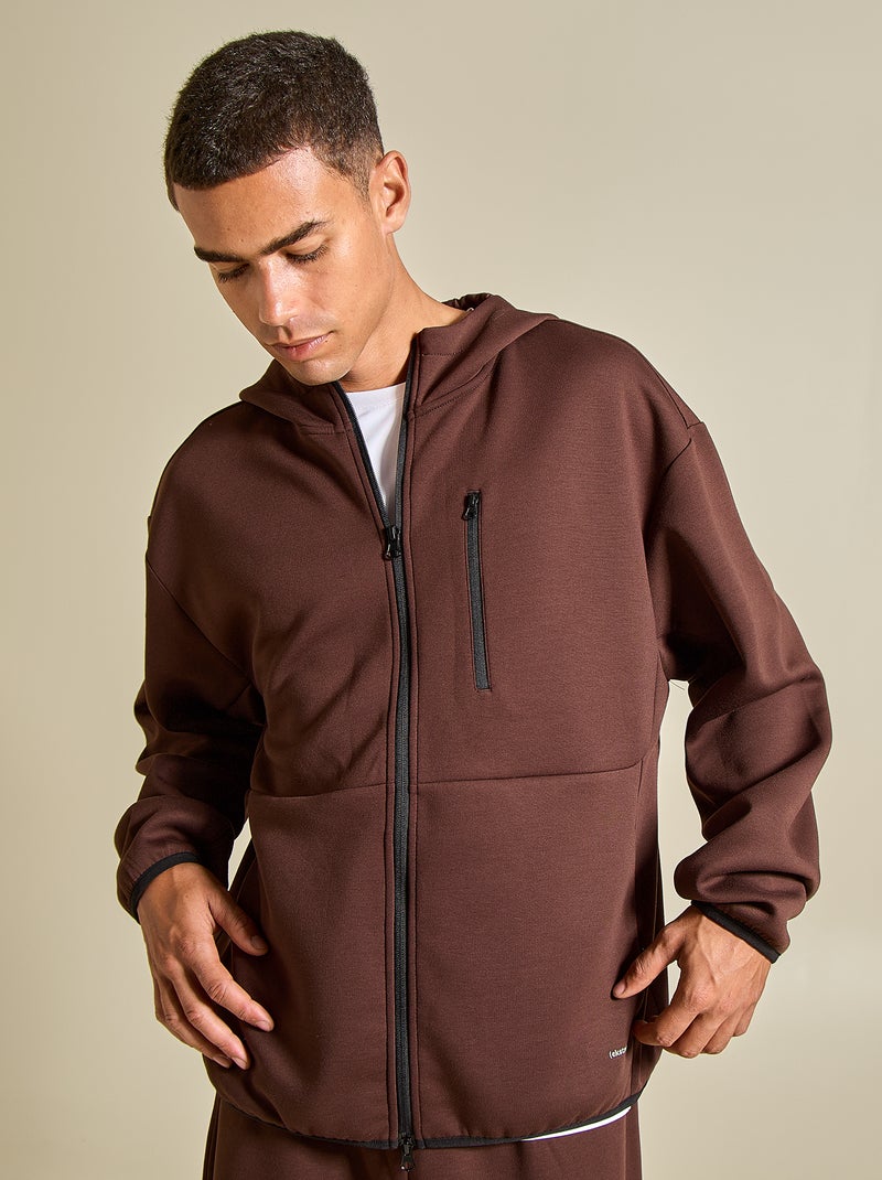 Felpa sportiva con zip (ekstract) Marrone - Kiabi