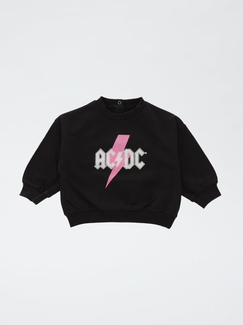 Felpa stampata 'ACDC' in pile di cotone tinta unita - Kiabi