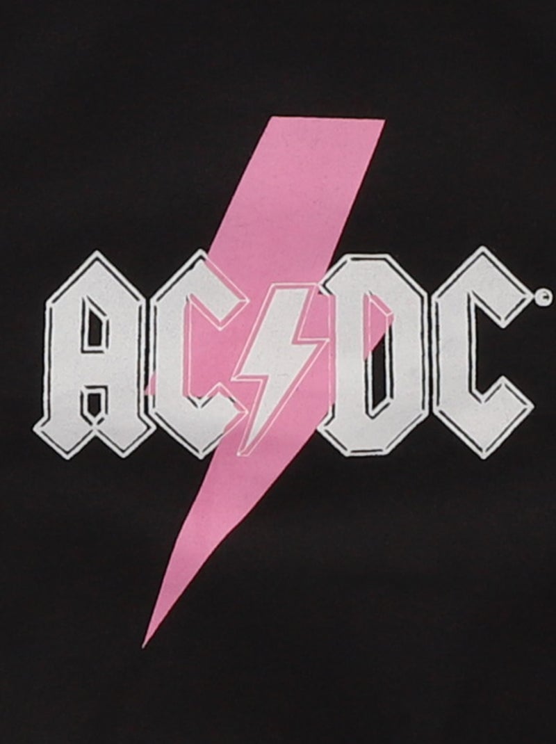 Felpa stampata 'ACDC' in pile di cotone tinta unita Nero - Kiabi