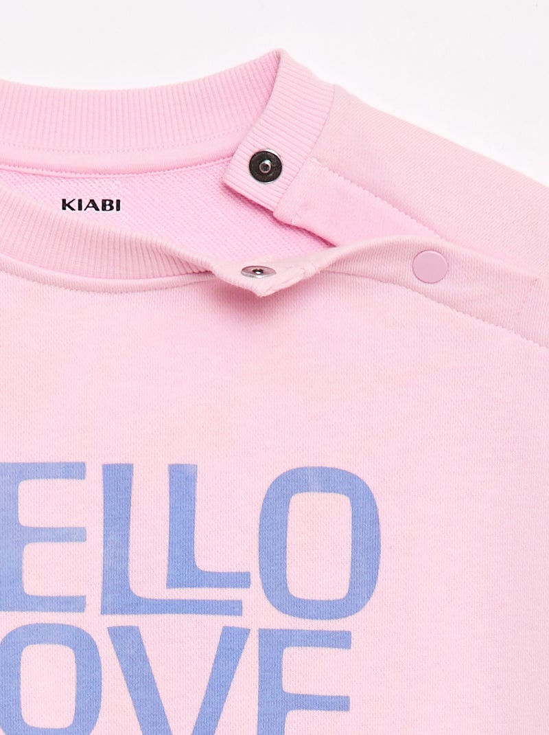 Felpa stampata in felpa leggera - Collezione facile da indossare Rosa - Kiabi