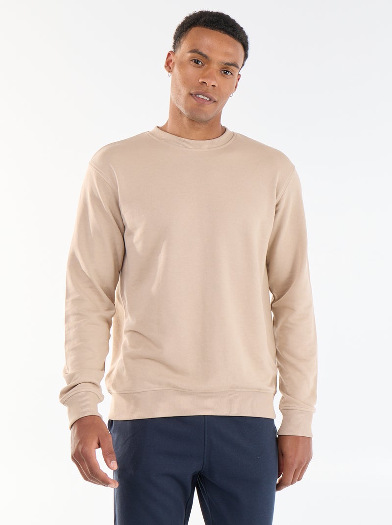 Felpa tinta unita in French Terry Beige - Kiabi