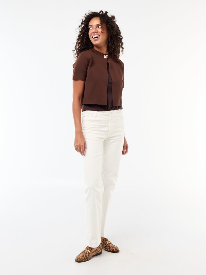 Fermeture par bijou doré au col Marron - Kiabi