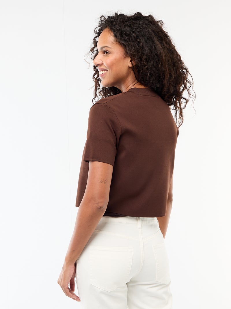 Fermeture par bijou doré au col Marron - Kiabi