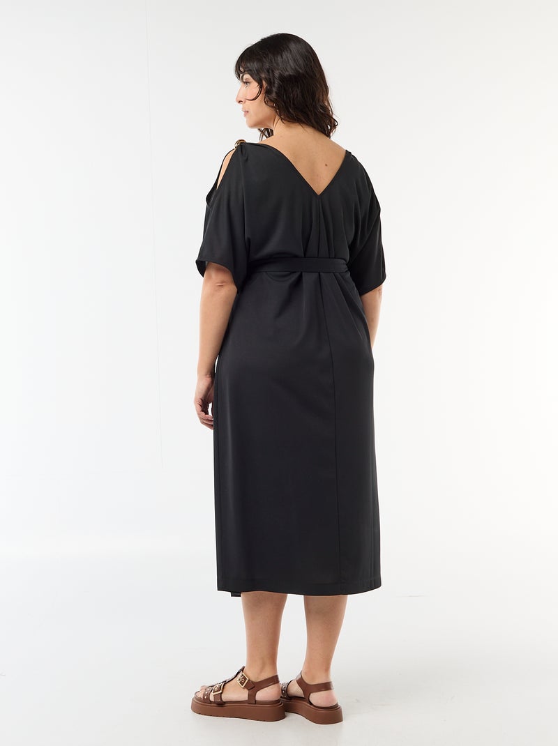 Festliches kurzärmliges Maxikleid Schwarz - Kiabi