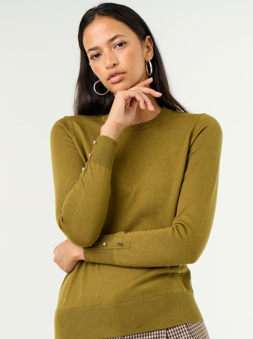 Fine Gauge Knit Round Neck Sweater - Kiabi