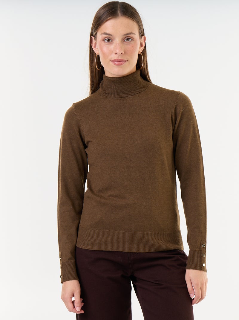 Fine Gauge Turtleneck Sweater Brown - Kiabi