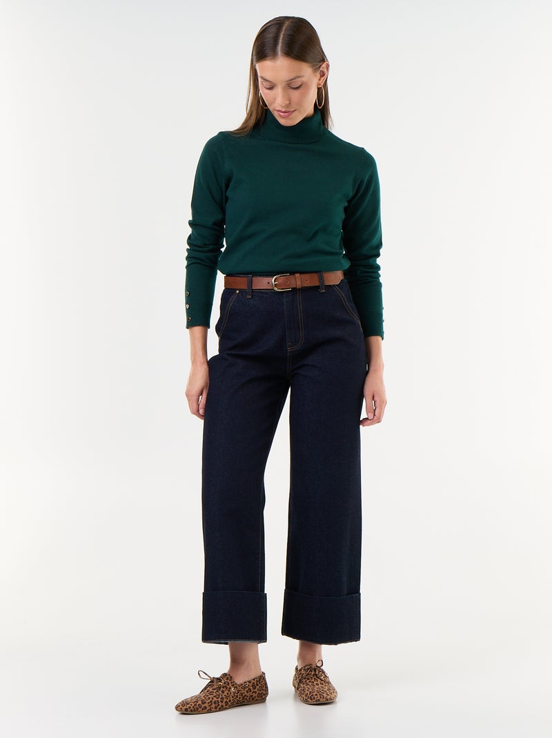 Fine Gauge Turtleneck Sweater Green - Kiabi