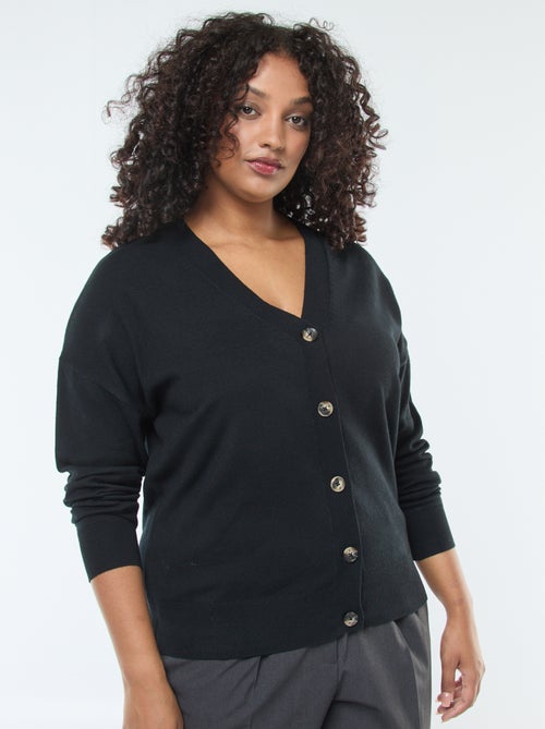 Fine knit button-front cardigan - Kiabi