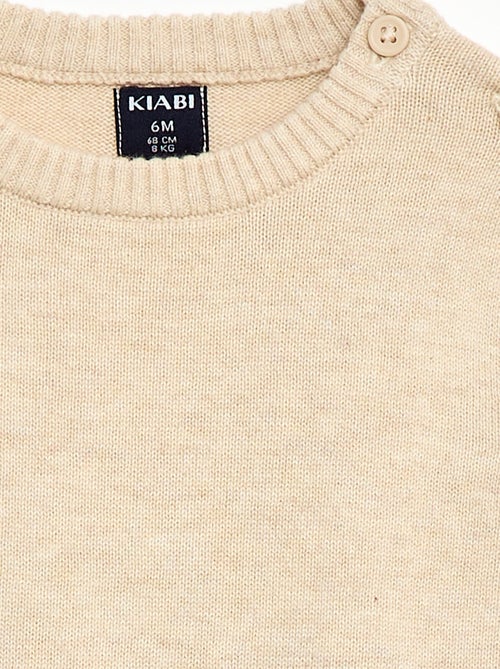 Fine knit button-neck sweater - Kiabi