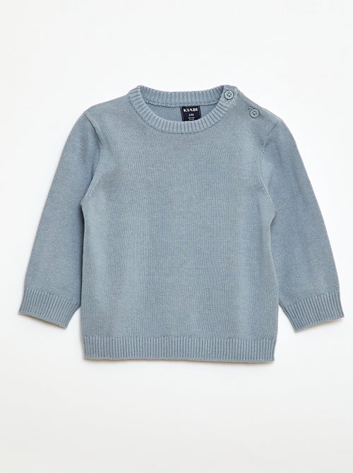 Fine knit button-neck sweater - Kiabi