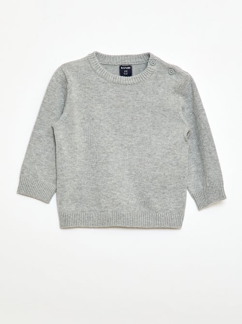 Fine knit button-neck sweater - Kiabi