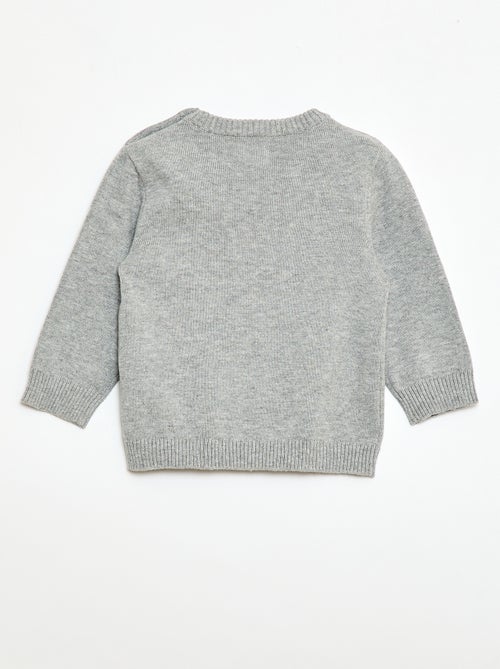 Fine knit button-neck sweater - Kiabi