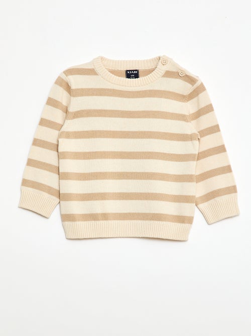 Fine knit button-neck sweater - Kiabi
