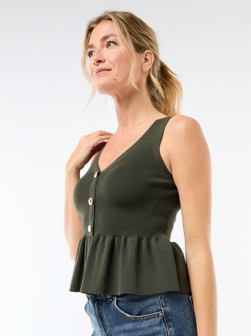 Fine Knit Cardigan Tank Top with Button Opening - Kiabi