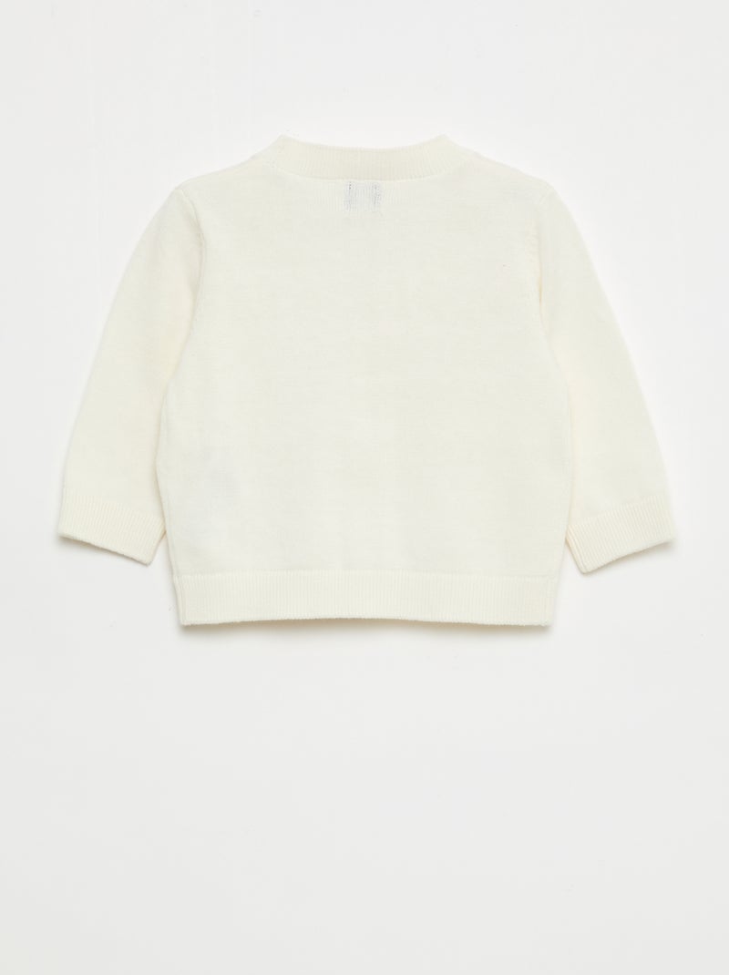 Fine knit V-neck cardigan White - Kiabi