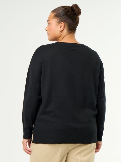 Fine knit V-neck jumper - Kiabi