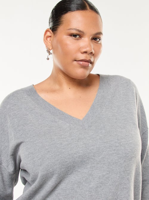 Fine Knit V-Neck Sweater - Kiabi