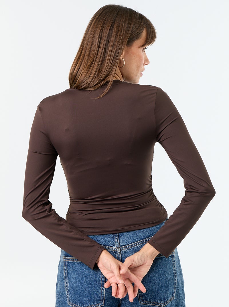 Fitted and pleated T-shirt Brown - Kiabi