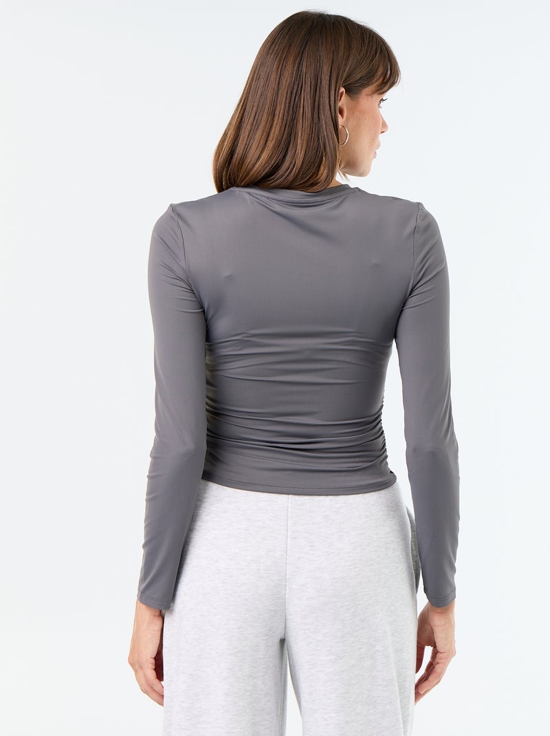 Fitted and pleated T-shirt Grey - Kiabi