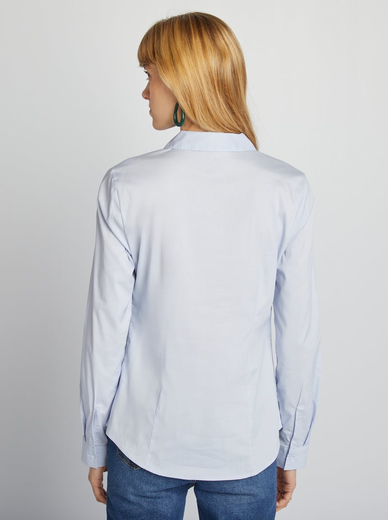 Fitted Italian Collar Shirt blue grey - Kiabi