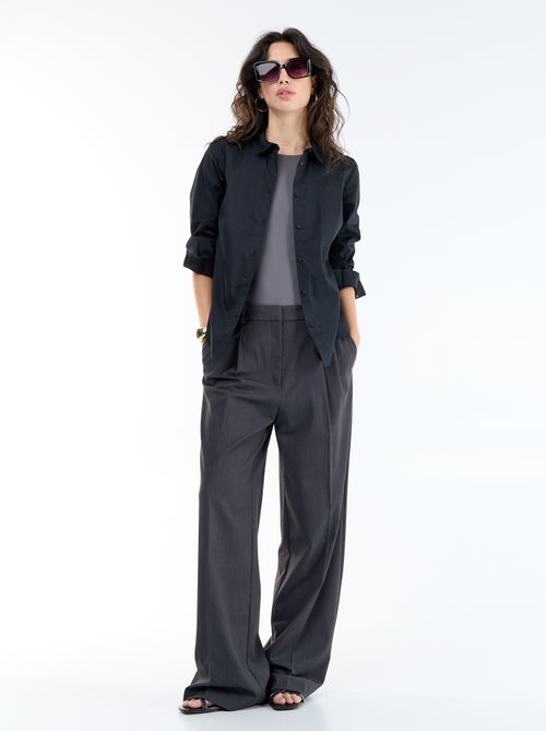 Fitted Shirt with Italian Collar - Kiabi Fitted Shirt with Italian Collar - Kiabi