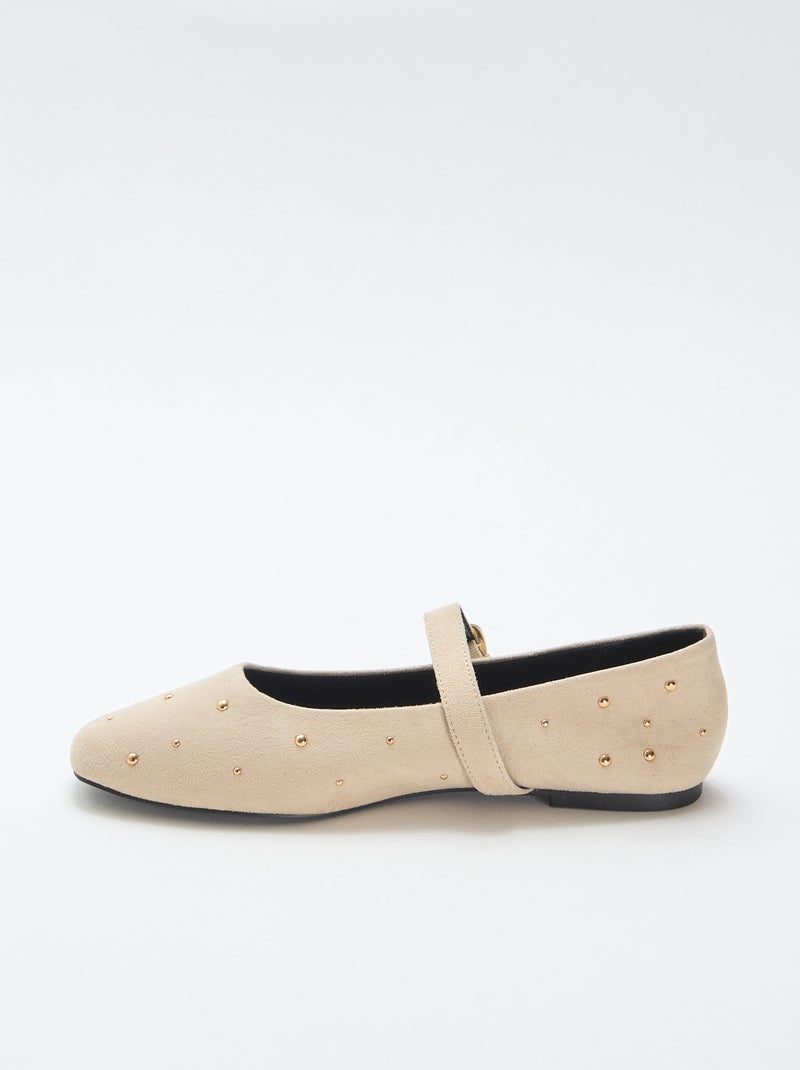 Flache Ballerinas aus Kunstleder Beige - Kiabi