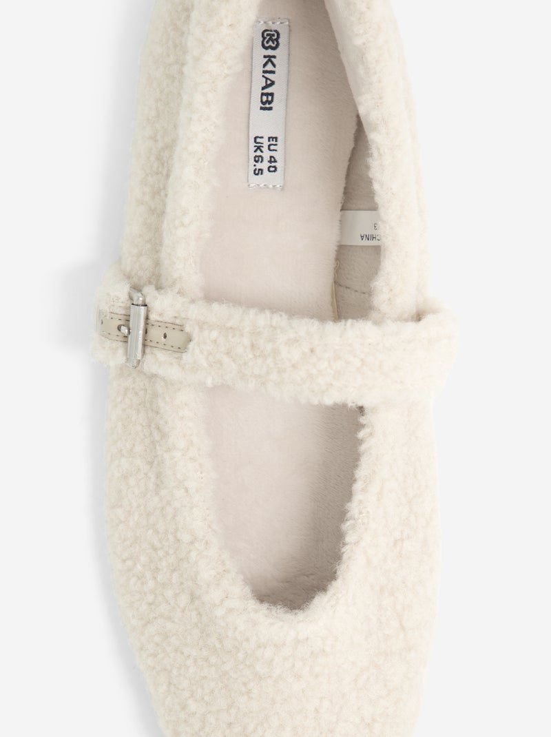 Flache Ballerinas in Lammfell-Optik Beige - Kiabi