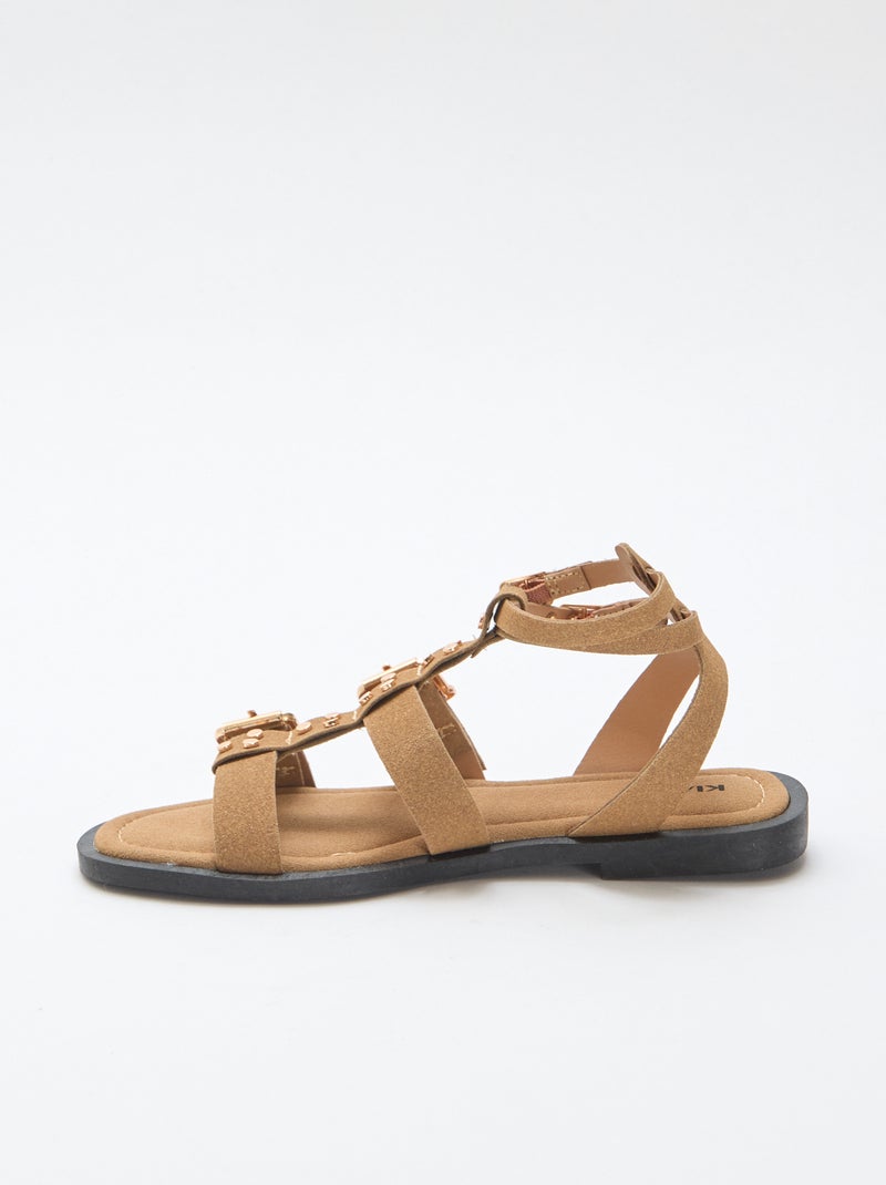 Flache Riemchensandalen Beige - Kiabi