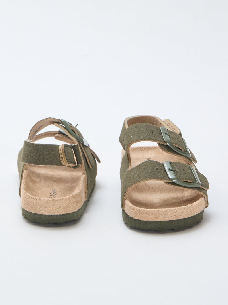 Flache Sandalen in Wildlederoptik Khaki - Kiabi