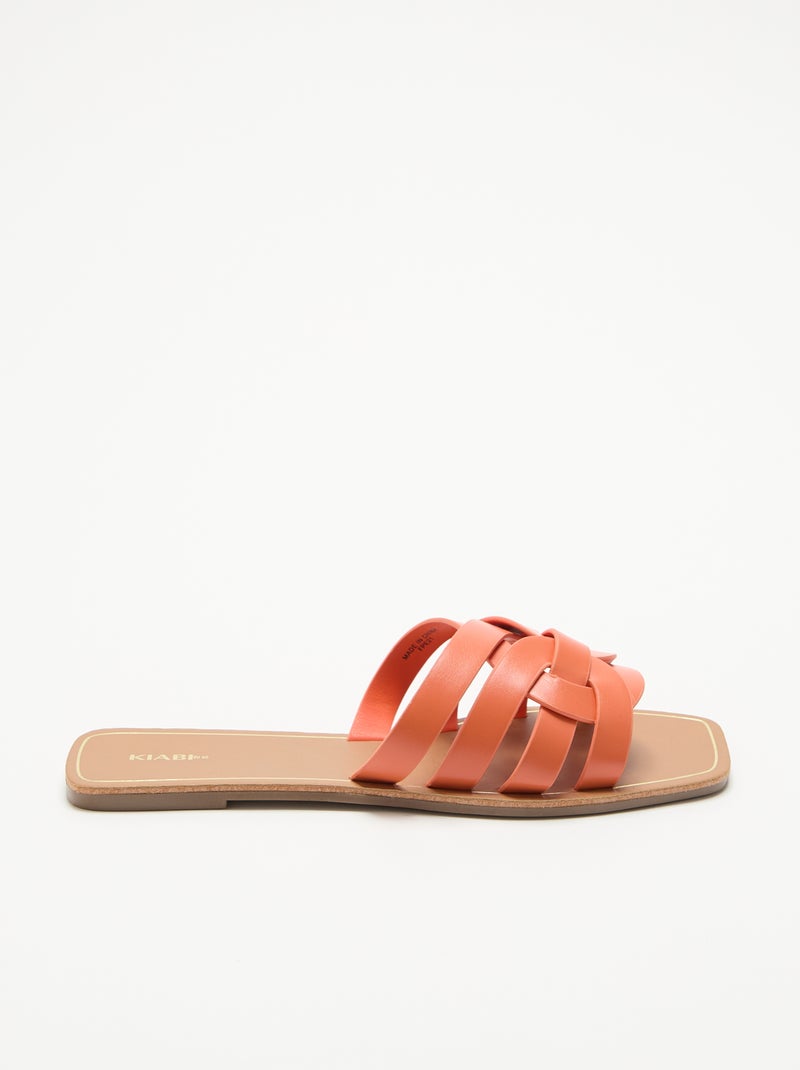 Flache Sandalen mit überkreuzten Riemen Orange - Kiabi