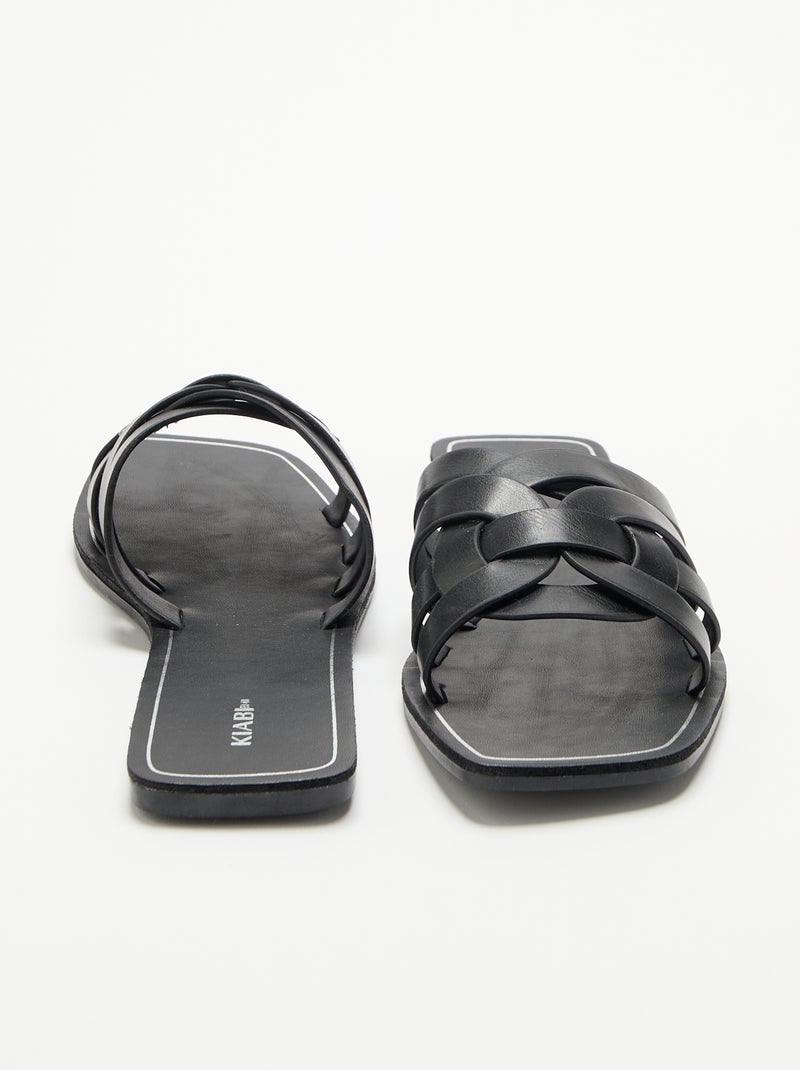 Flache Sandalen mit überkreuzten Riemen Schwarz - Kiabi
