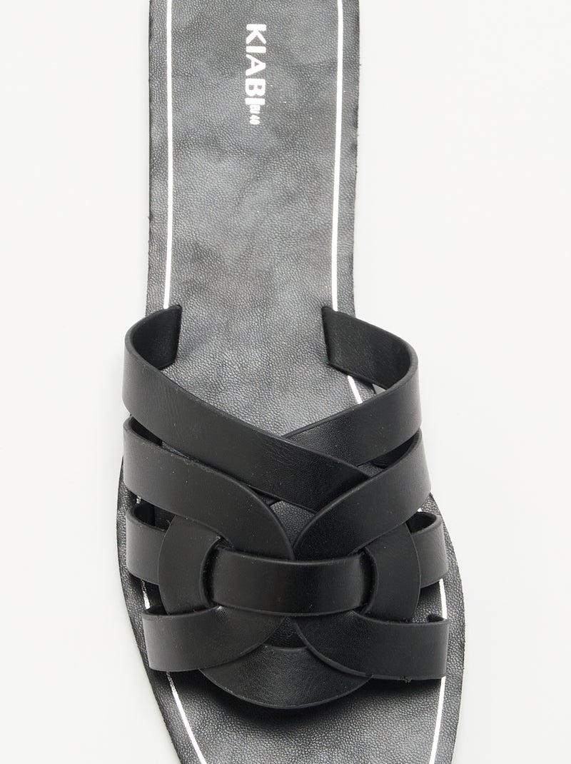 Flache Sandalen mit überkreuzten Riemen Schwarz - Kiabi