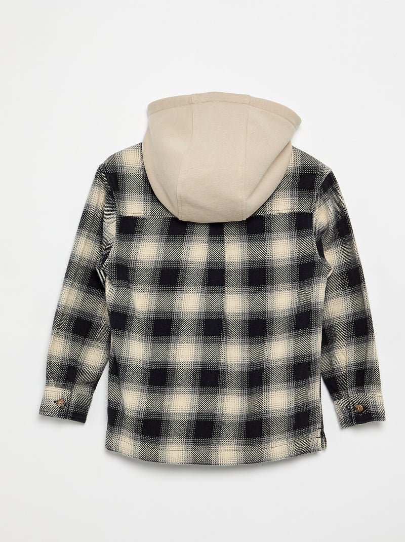 Flanell-Karohemd mit Kapuze Blanc - Kiabi